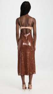 Party Dress Sexy Backless V-neck Sequin Halter Midi Dress