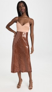 Party Dress Sexy Backless V-neck Sequin Halter Midi Dress