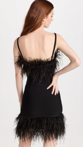 Sexy nga Backless Feather Slim Fit Knit Halter Mini Dress