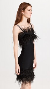 Sexy nga Backless Feather Slim Fit Knit Halter Mini Dress