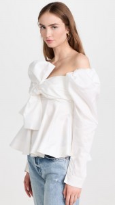 Long Sleeve Solid Color Top Elegant Off Shoulder Shirt