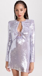 Evening Dress Sequin Tie-waist V-neck Sequin Mini Dress