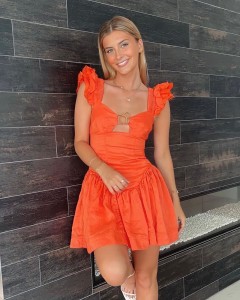 Factory made bodycon ruffle hem sexy mini dress