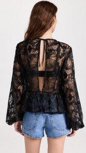 French Lace Mesh Floral Long Sleeve Base Shirt