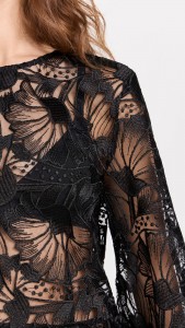 French Lace Mesh Floral Long Sleeve Base Shirt