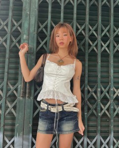 New Design White Lace Bandage Sleeveless Halter Vest