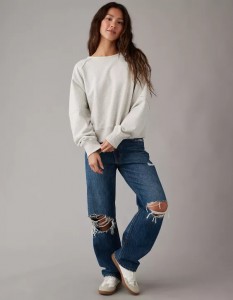 Long-Sleeve Cropped Twist-Back Sweatshirt