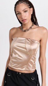 Sexy Pleated Strapless Stain Crop Top