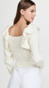 Womenswear Maker Casual Ruffled Long-sleeved Hollow-out Sweater