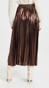 ODM Golden velvet coffee color slimming pleated skirt