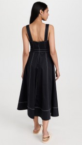 OEM Denim spaghetti strap cutout black dress