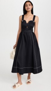 OEM Denim spaghetti strap cutout black dress