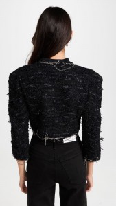 OEM Small fragrance tweed fashion silver pin chain short jacket