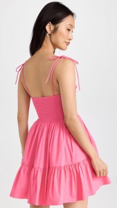 Rose red strapless halter  elegant high waist dress