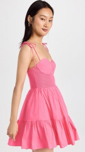 Rose red strapless halter  elegant high waist dress