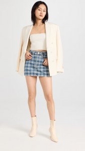 Made in china Denim checkered mini skirt