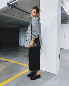 Custom gray plaid loose-fitting suit casual simple jacket coat