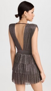 Sexy  backless deep v-neck sleeveless tiered dress