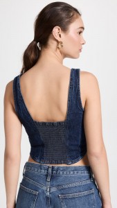 Sleeveless halter top fishbone short belly denim crop top