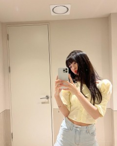 Yellow Crop elegant Bubble sleeve shirt top