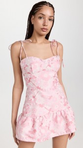 Sweet pink floral print halter elegant mini dress