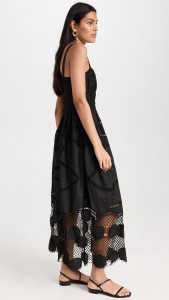 ODM Lace pattern hollow out halter midi dress