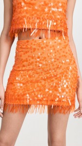 Factory supplier orange sequined tassels elegant mini skirt