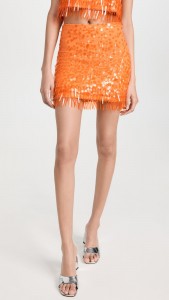 Factory supplier orange sequined tassels elegant mini skirt