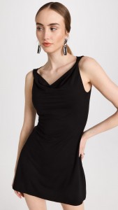 ODM Elegant black halter dress with plunging collar