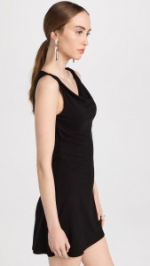 ODM Elegant black halter dress with plunging collar