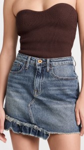 Factory made sexy high waist raw hem denim mini skirt