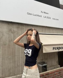 ODM cotton crew neck digital number slim crop top