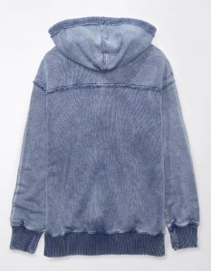 Oversized gewassen hoodie met rits