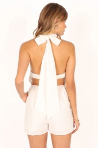 SLEEVELESS HALTER JUMPSUIT – WHITE