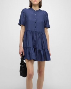 Short-Sleeve Tiered Mini Dress